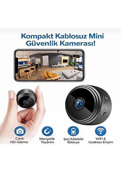 EMİN ENSAR HOME Kablosuz Mini Güvenlik Kamerası WiFi Canlı İzleme, Manyetik, ...