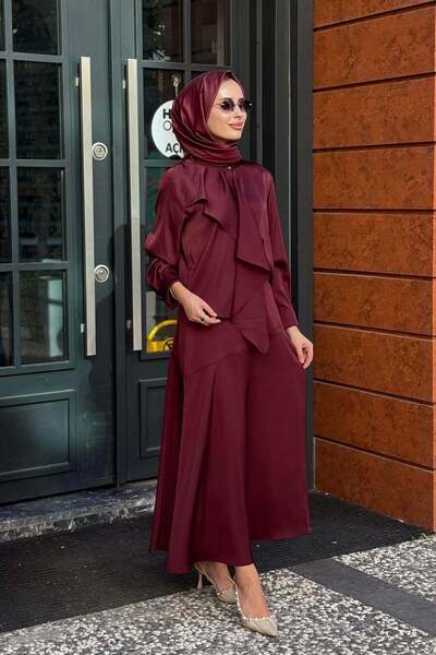 EkshiButik CLANDE Etekli Takım 2602-3043T Mürdüm