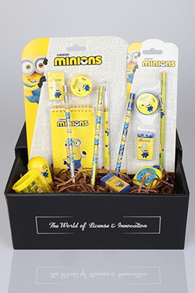 Minions Dekomus Özel Kutulu Lisanslı 14 Parça Kırtasiye Seti Not Defteri,Kurş...