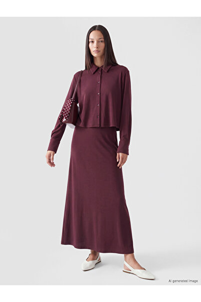 LC Waikiki Alita City Farkıyla Lcw Everyday Burgundy Pique Plain Standard & R...