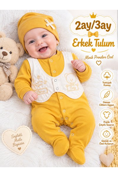 FIRSAT ÜRÜN ERKEK BEBE YELEKLİ TULUM YELEK VE NAKIŞ DETAYLI YELEKLİ TULUM, BEBEK HEDİYELİK
