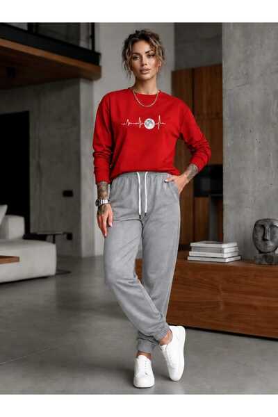 CLOTHES33 Trening cu guler rotund, set din 2 piese, model unisex pentru iarnă...