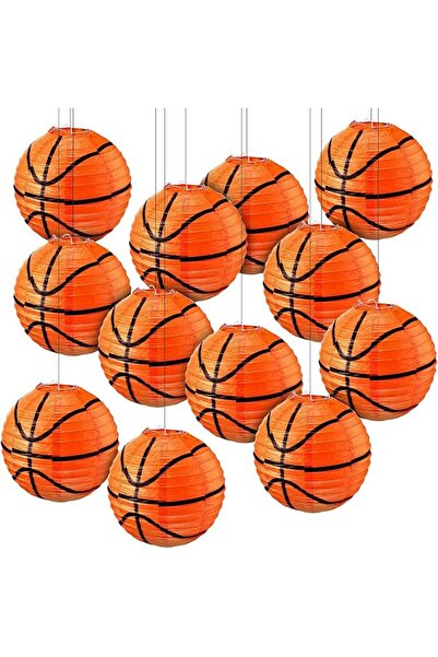 SYOSI Basketball Paper Lanterns, 10Pcs Party Decorations 8 Inch Hanging Baske...