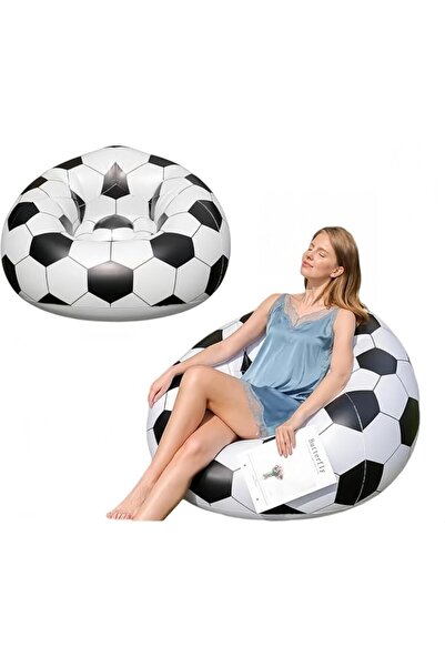 SmartMaster Inflatable Soccer Ball Chair, Lazy Seating with Soccer Design, Po...