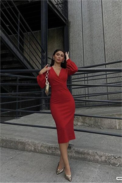 Şeker Portakalım Double-Breasted Dress Collar Midi Long Sleeve