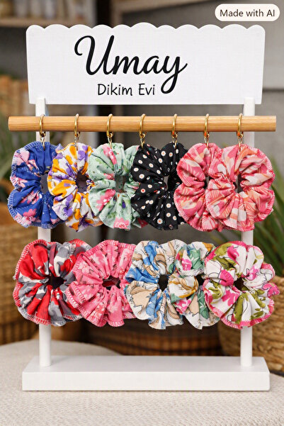 Umay moda 59 10’lu Renkli Scrunchie Saç Tokası Seti – Fırfırlı Kumaş Lastik Toka