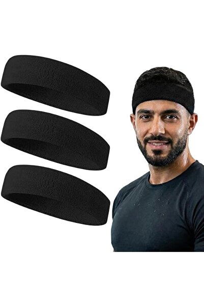 Bukela 3 Pack Sweatbands Sports Headbands for Men Women, Terry Cloth Sweat Ba...