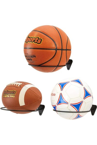 GoSports Wall Mounted Ball Stand Holder for Sports Balls (Basketballs, Soccer...