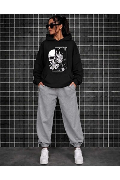 CLOTHES33 ΦΟΡΜΑ ΜΕ ΚΟΥΚΟΥΛΑ ΣΕΤ 2 ΤΕΜΑΧΙΩΝ ΧΕΙΜΕΡΙΝΟ ΣΕΤ ΡΟΖ ΤΥΠΩΜΕΝΟ ΜΕ ΣΧΕΔ...