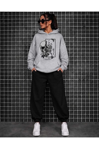 CLOTHES33 ΦΟΡΜΑ ΜΕ ΚΟΥΚΟΥΛΑ ΣΕΤ 2 ΤΕΜΑΧΙΩΝ ΧΕΙΜΕΡΙΝΟ ΣΕΤ ΡΟΖ ΤΥΠΩΜΕΝΟ ΜΕ ΣΧΕΔ...