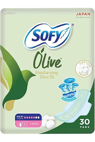 sofy Olive Sanitary Pads With Wings, Slim, Large 29 cm, Pack of 30 Pads