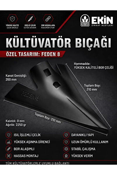 Ekin 8 mm Bor Çelik – 11 adet Ziraat Kazayağı Kültivatör Bıçağı Pabucu - Kaz ...