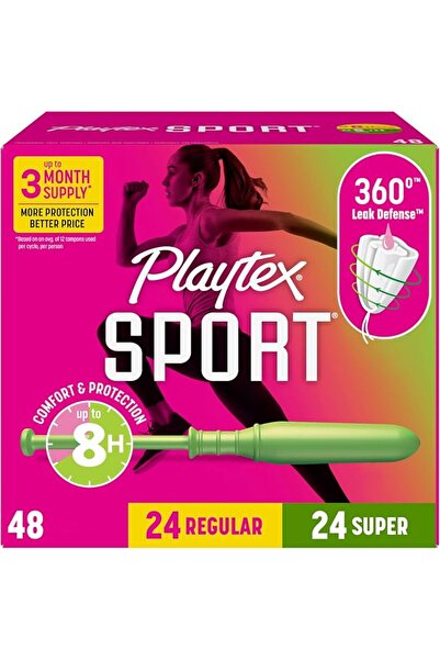 Playtex Sport Tampons, Multipack (24ct Regular/24ct Super Absorbency), Fragra...