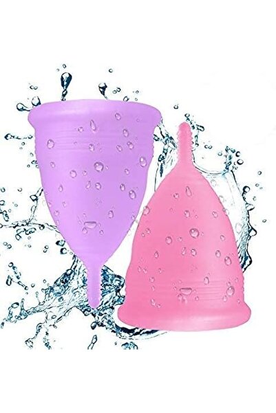 AZONEE Reusable Menstrual Cup Set, 1 Large Pink and 1 Small Purple Silicone P...