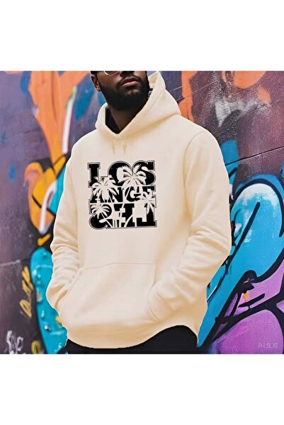 JANTIL MODA Hanorac unisex oversize cu glugă, imprimat cu 3 fire, cu buzunar ...