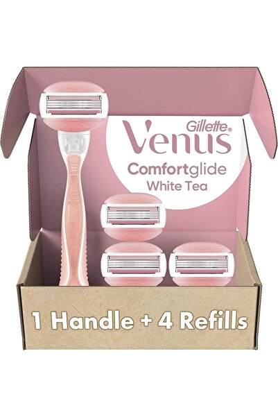 Gillette Venus ComfortGlide Women's Razors, 1 Pink Handle, 4 Refills, White T...