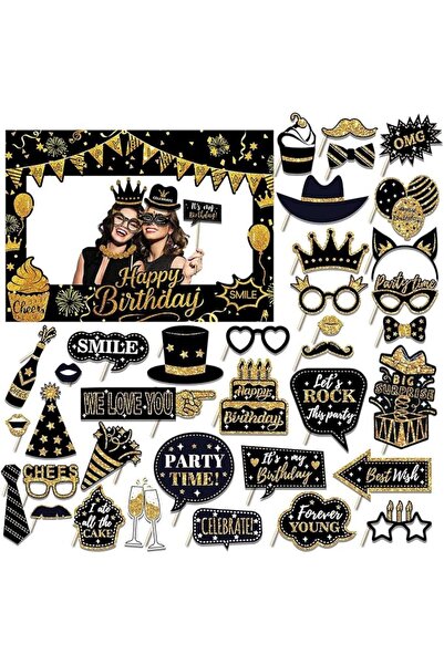 Yelajoy ALMEKAQUZ 36 PCS Birthday Photo Booth Props Party Supplies Holiday Pi...