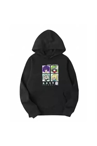 JANTIL MODA Black Unisex Oversize 3 Thread Raster Hooded Sweatshirt with Kang...
