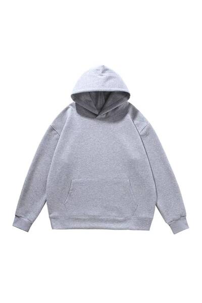 JANTIL MODA Unisex Oversize 3 Thread Raster Plain Design Hooded Sweatshirt wi...