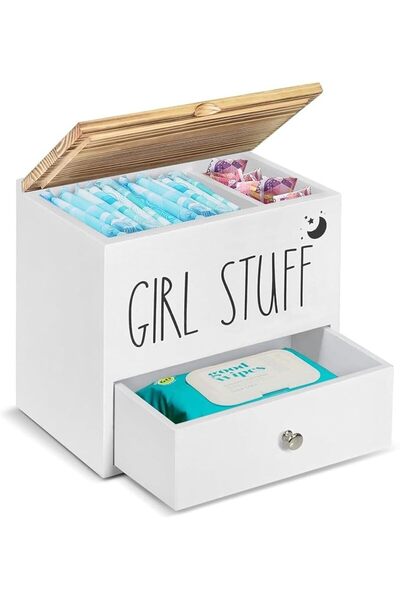 Yelajoy Tampon Holder for Bathroom, Feminine Product Organizer with Lid and D...