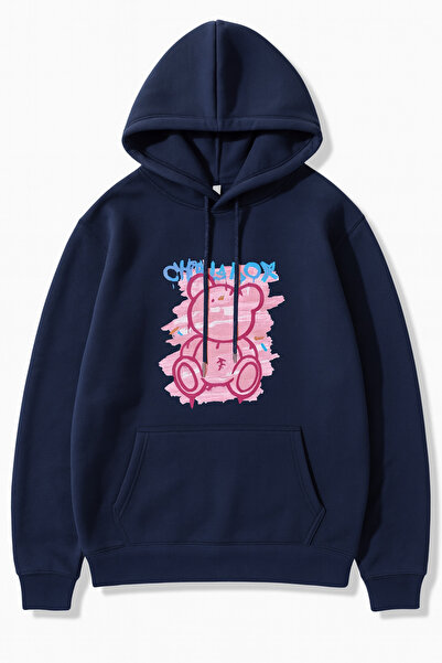 JANTIL MODA Unisex Oversize 3 Thread Raster Printed Hooded Sweatshirt with Ka...