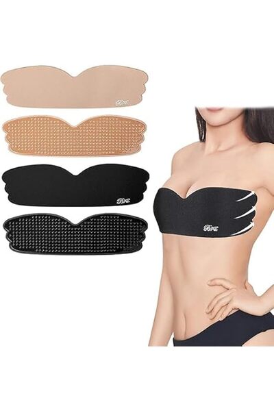 KASTWAVE 4 Pack Strapless Sticky Bra, Reusable Adhesive Invisible Backless Br...