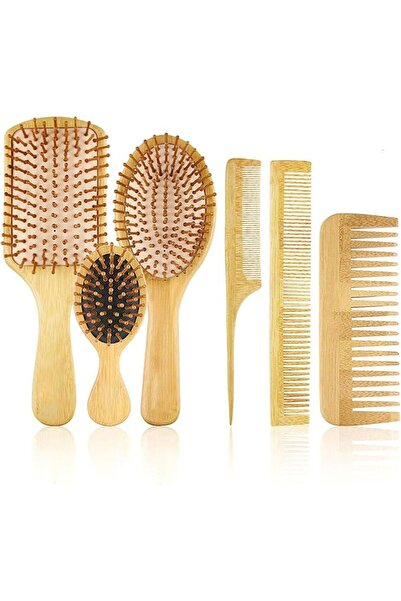 ALMEKAQUZ Bamboo Hair Brushes and Comb Set, 100% Bamboo Comb with Airbag Mass...