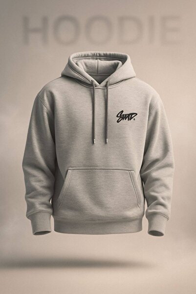 JANTIL MODA Gray Melange Unisex Oversize 3-Yarn Hooded Sweatshirt with Kangar...
