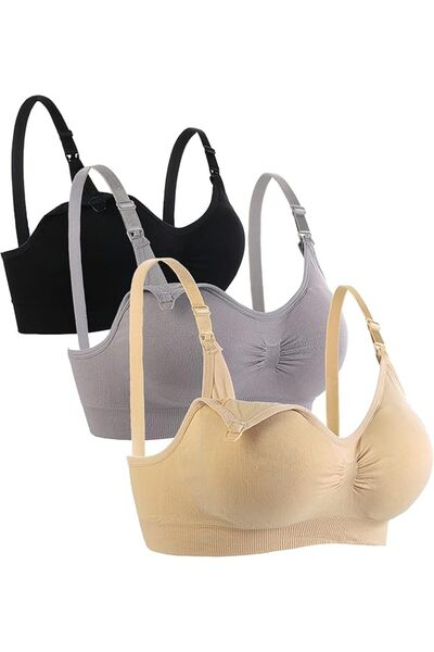 GENERAL Lukovee Nursing Bras for Breastfeeding - 3 Pack Seamless Comfort Mate...