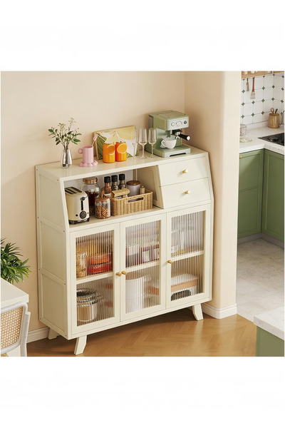 GGEROU Kitchen Pantry Storage Cabinet with Drawer Freestanding Pantry Cabinets Sideboard Wood Storage Cabinet Small Entryway Accent Cabinet White