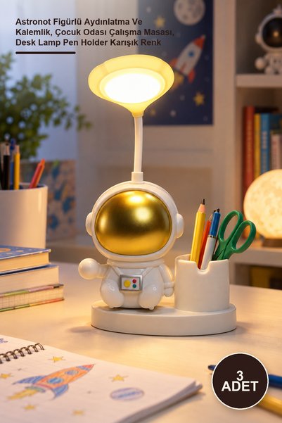 Yenilig 3 Pieces Astronaut Desk Lamp Pen Holder – Lighting and Pen Holder wit...