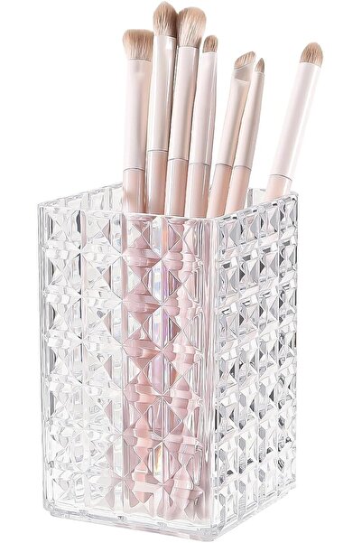 TERRIFI Makeup Brush Holder,Multi-Functional Plastic Striped Organizer Cup fo...
