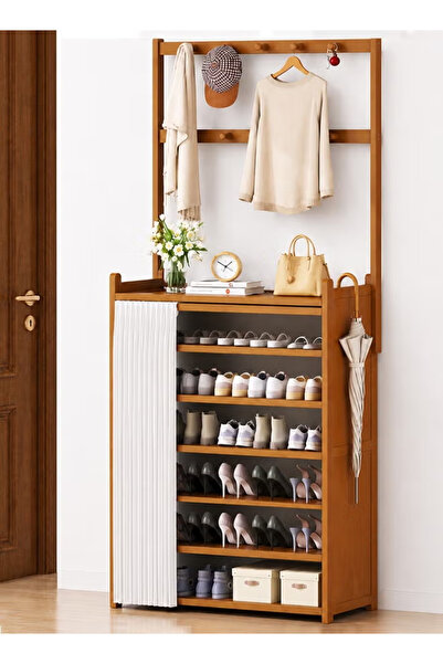 GGEROU Wooden Shoe Rack with Dust Cover Multi-layer Shoe Cabinet Bamboo Stand...
