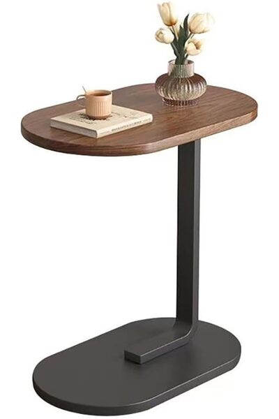 GENERAL Lkeiyay C Shaped End Table - Black Small Metal Side Table for Couch,S...