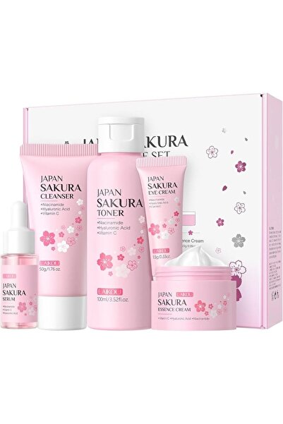 LAIKOU Sakura Skin Care Gift Set with Cleanser, Hydrating Toner, Serum, Eye c...
