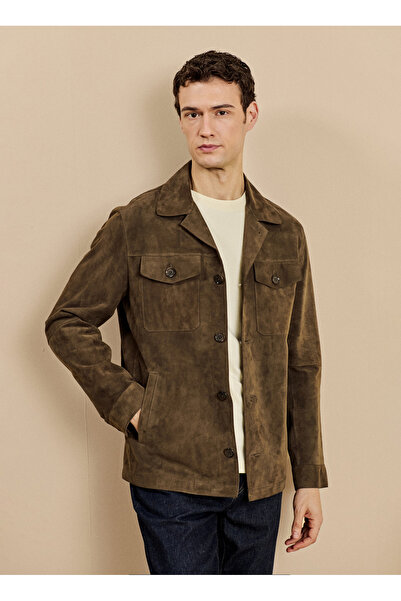 BROOKS BROTHERS Deri Ceket, 2XL, Kahve
