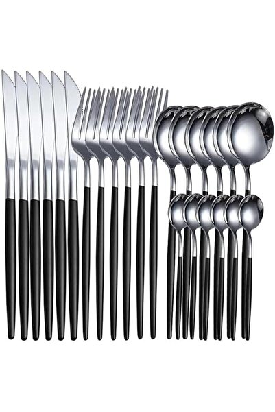 Paporich 24-piece Tableware Set, Stainless Steel Knife, Fork and Spoon, Weste...