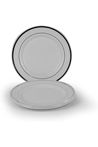 GENERAL Silver Rim Plastic Plates 9 inch Disposable Salad/Dessert Plates Idea...