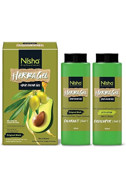 nishA Herba Care Hair Colour & Beard Colour Gel 200ml (100ml Colorant + 100ml...