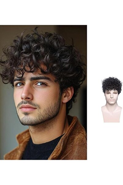 GENERAL Black Short Curly Wigs for Men African Rocker Cosplay Party Halloween...