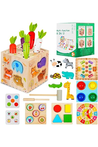 Soofam Montessori Toys for Kids, 8 in 1 Wooden Toy Kit with Animal Pairing, F...