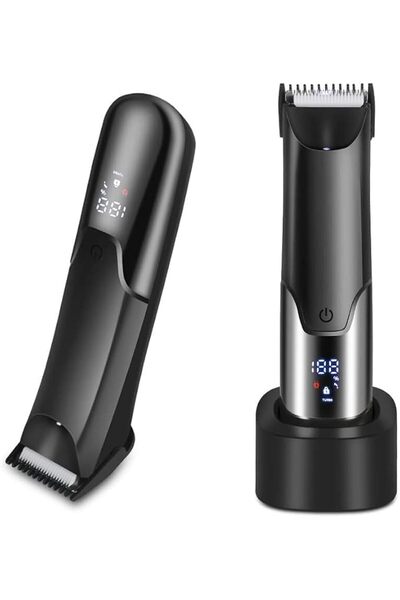 JOYZZZ Body Shavers for Men, Black Electric Body Hair Trimmer with LED Light,...