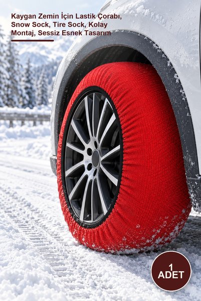 Yenilig 1 Adet Dust Eco Kar Çorabı – Kaygan Zemin İçin Lastik Çorabı, Snow Sock, Tire Sock, Kolay Montaj, Sessiz Esnek Tasarım
