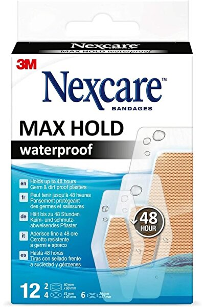 Nexcare Max Hold Waterproof Bandages/Plasters Assorted sizes, 12 units/Pack |...