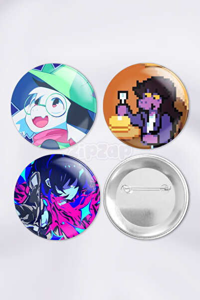 ZipZap Deltarune Oyun Çanta Süsü Rozet İğneli Buton Rozet Seti (3 Adet)