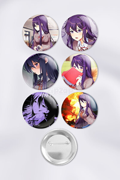 ZipZap Yuri - DDLC Doki Doki Oyun Çanta Süsü Rozet İğneli Buton Rozet Seti (6...