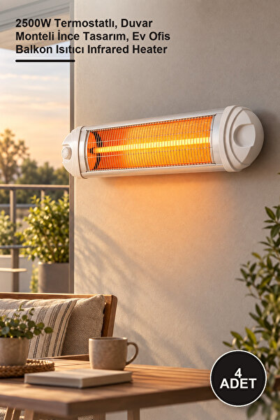 Yenilig 4 Adet Ufo Tipi Infrared Isıtıcı – 2500W Termostatlı, Duvar Monteli İ...