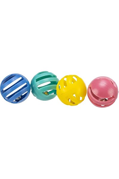 Trixie Four Plastic Rattling Balls for Cat, 4 cm