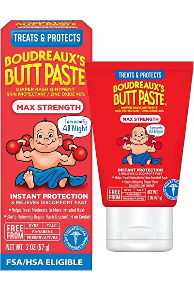 Boudreaux's Butt Paste Maximum Strength Diaper Rash Cream, Ointment for Baby,...