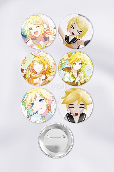 ZipZap Kagamine Rin Len Vocaloid Çanta Süsü Rozet İğneli Buton Rozet Seti (6 ...
